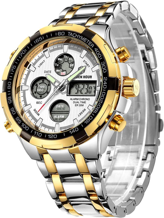 GOLDEN HOUR Luxury Stainless Steel Analog Digital Watches for Men Male | Bangladesh